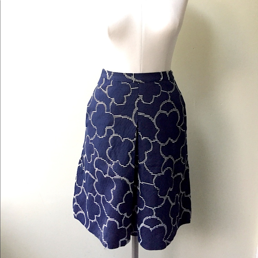Pink Tartan navy & white a-line skirt